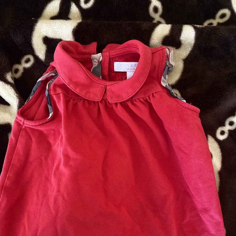 Red Burberry baby girl 6m 6 month dress adorable